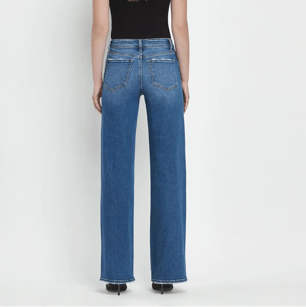 Sweet Voyage Mid Rise Full Length Wide Leg Jeans