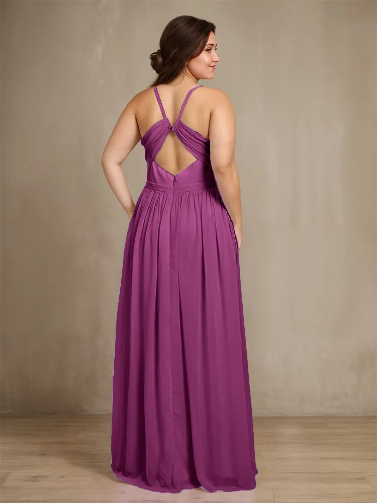 Sweetheart A Line Spaghetti Straps Plus Size Bridesmaid Dresses with Slit