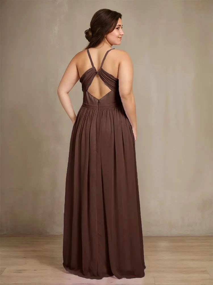 Sweetheart A Line Spaghetti Straps Plus Size Bridesmaid Dresses with Slit