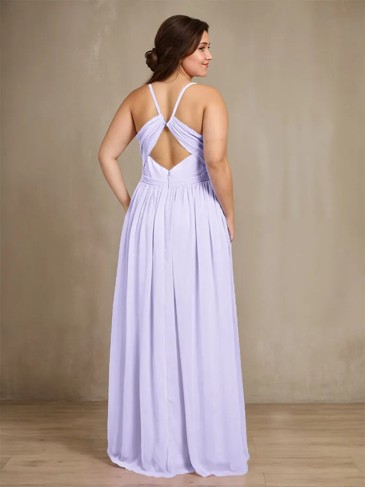 Sweetheart A Line Spaghetti Straps Plus Size Bridesmaid Dresses with Slit