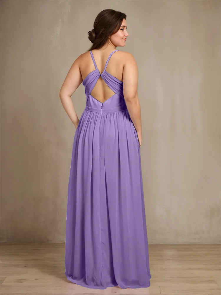 Sweetheart A Line Spaghetti Straps Plus Size Bridesmaid Dresses with Slit