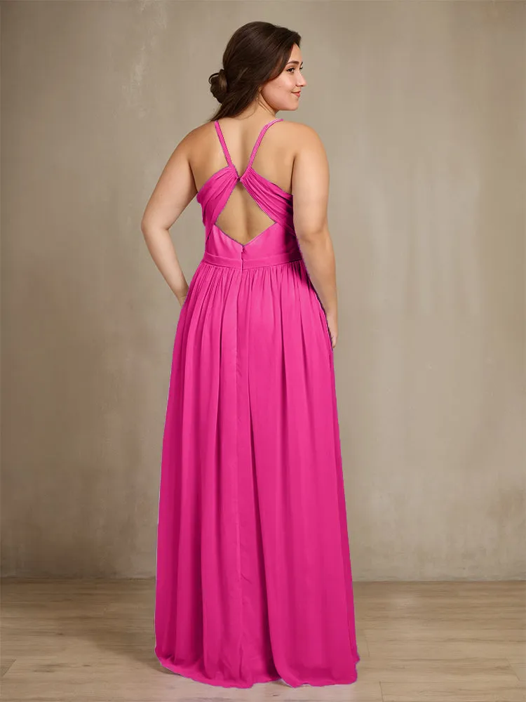 Sweetheart A Line Spaghetti Straps Plus Size Bridesmaid Dresses with Slit