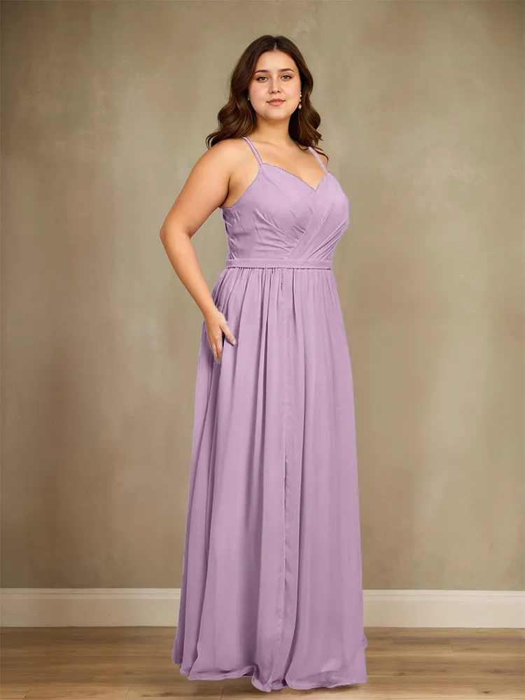 Sweetheart A Line Spaghetti Straps Plus Size Bridesmaid Dresses with Slit