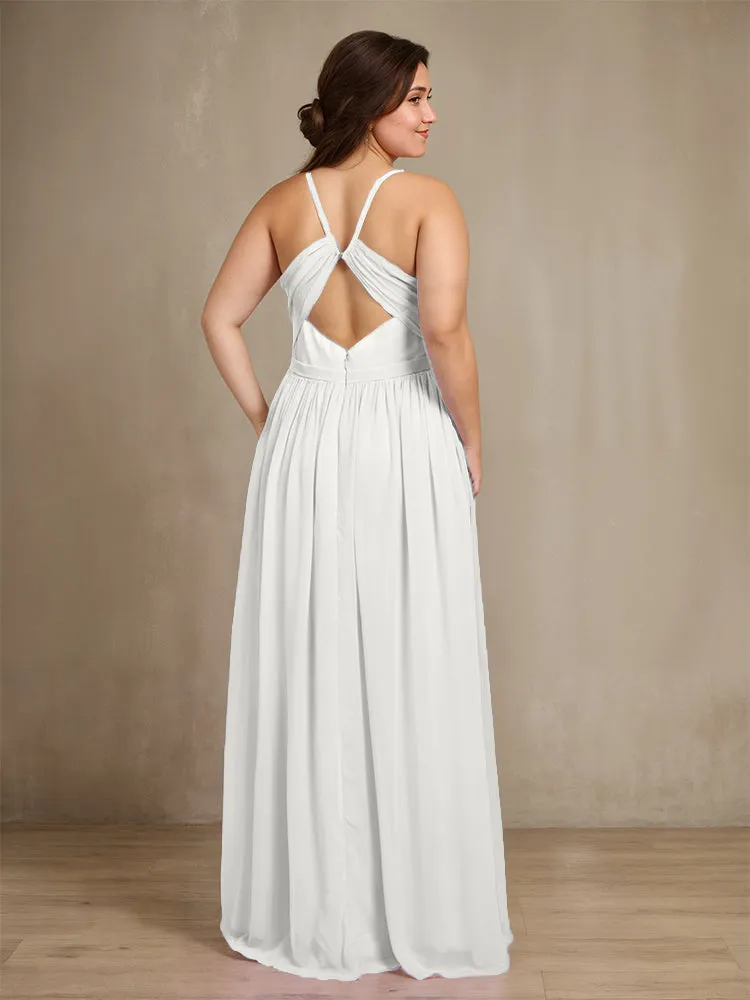 Sweetheart A Line Spaghetti Straps Plus Size Bridesmaid Dresses with Slit
