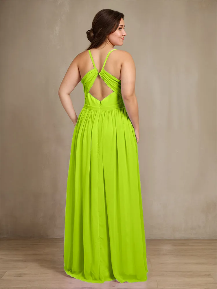 Sweetheart A Line Spaghetti Straps Plus Size Bridesmaid Dresses with Slit