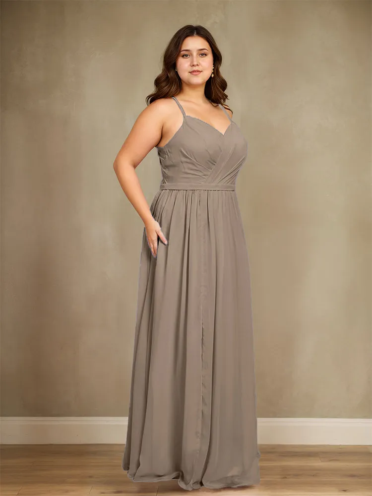 Sweetheart A Line Spaghetti Straps Plus Size Bridesmaid Dresses with Slit