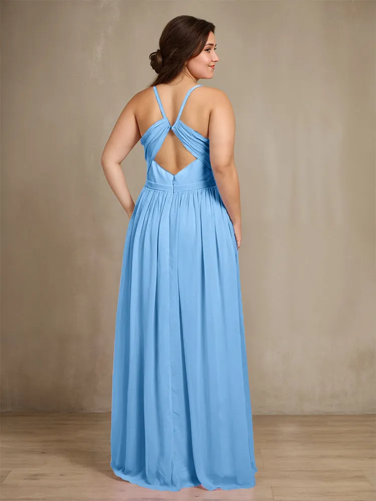 Sweetheart A Line Spaghetti Straps Plus Size Bridesmaid Dresses with Slit