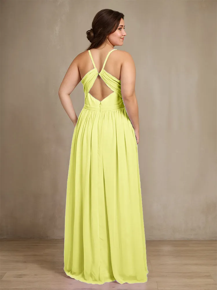 Sweetheart A Line Spaghetti Straps Plus Size Bridesmaid Dresses with Slit