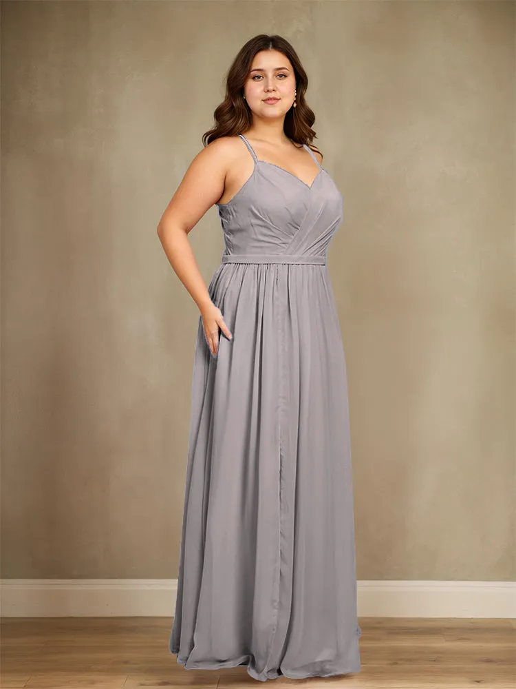 Sweetheart A Line Spaghetti Straps Plus Size Bridesmaid Dresses with Slit