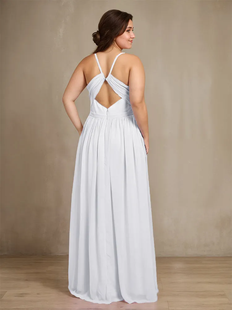Sweetheart A Line Spaghetti Straps Plus Size Bridesmaid Dresses with Slit