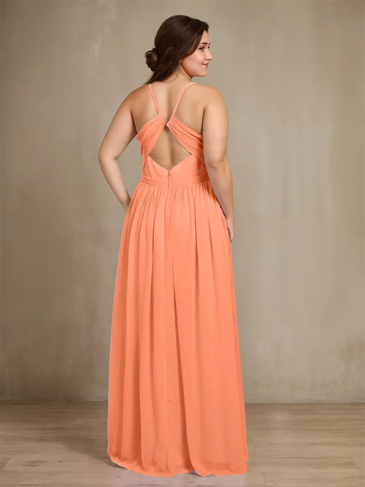 Sweetheart A Line Spaghetti Straps Plus Size Bridesmaid Dresses with Slit