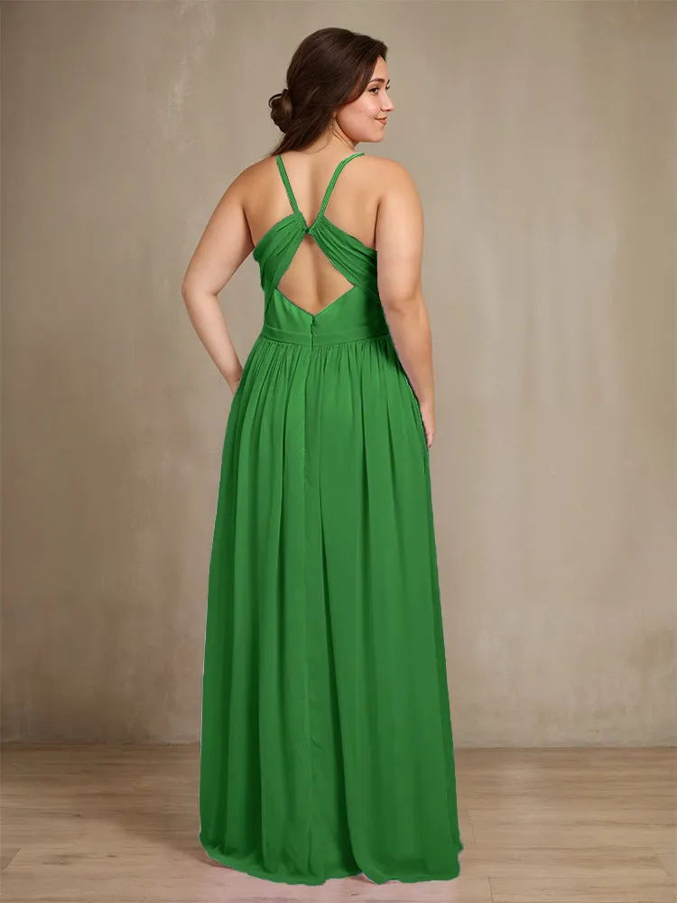 Sweetheart A Line Spaghetti Straps Plus Size Bridesmaid Dresses with Slit