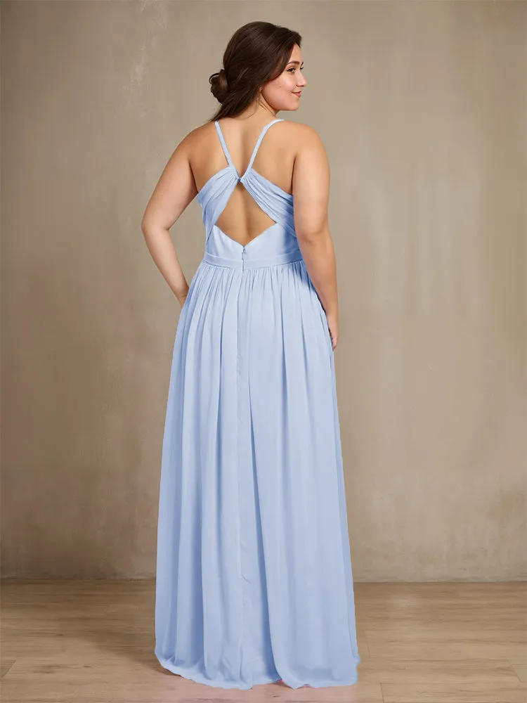 Sweetheart A Line Spaghetti Straps Plus Size Bridesmaid Dresses with Slit