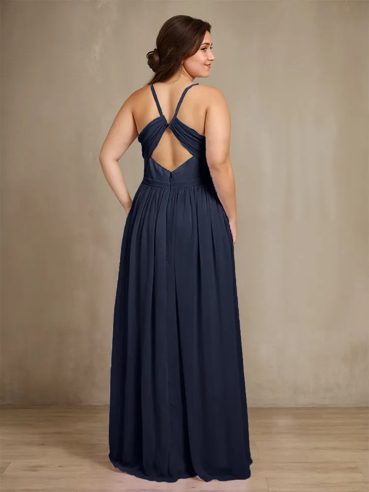 Sweetheart A Line Spaghetti Straps Plus Size Bridesmaid Dresses with Slit