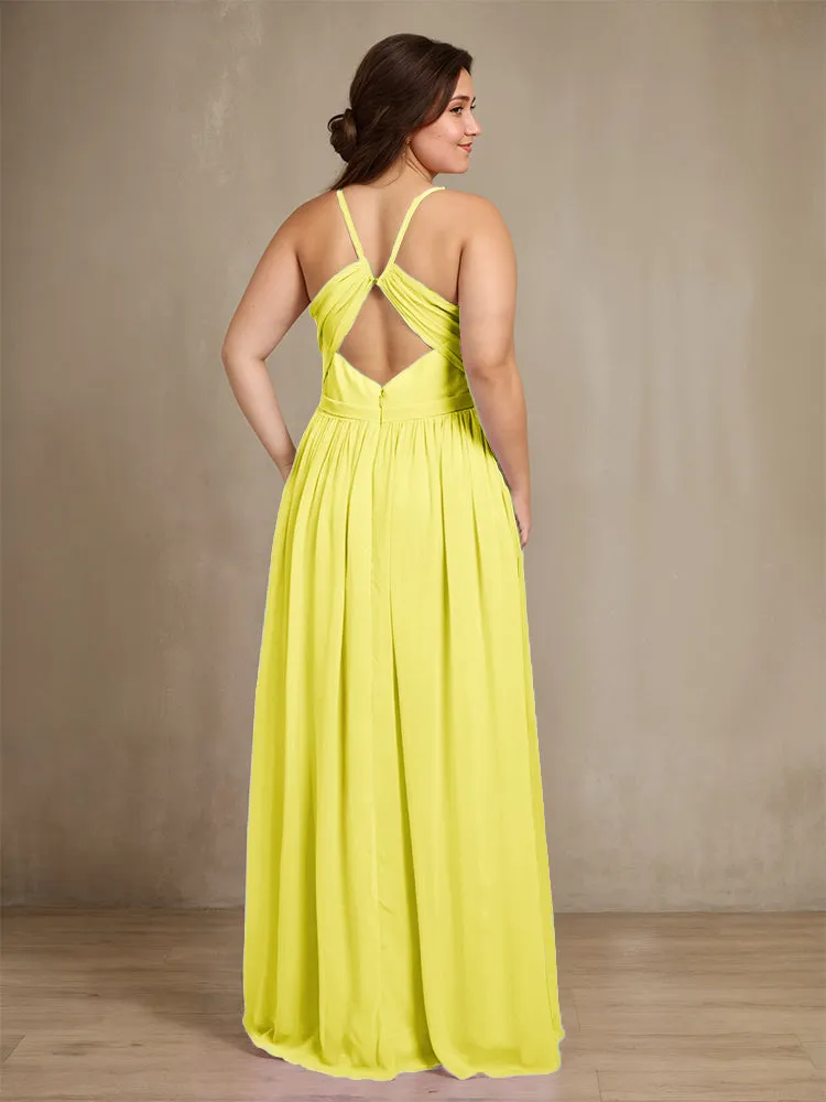 Sweetheart A Line Spaghetti Straps Plus Size Bridesmaid Dresses with Slit