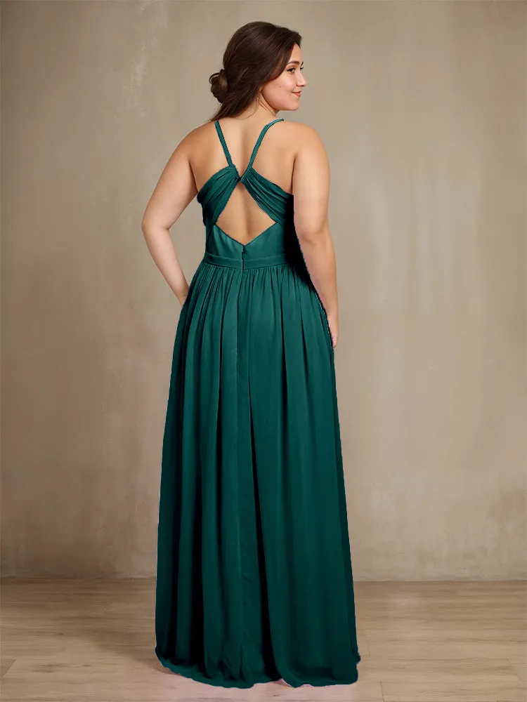 Sweetheart A Line Spaghetti Straps Plus Size Bridesmaid Dresses with Slit