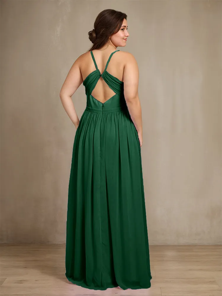 Sweetheart A Line Spaghetti Straps Plus Size Bridesmaid Dresses with Slit