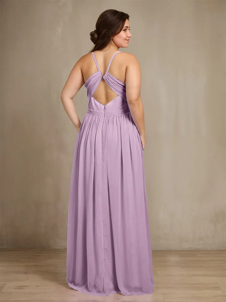 Sweetheart A Line Spaghetti Straps Plus Size Bridesmaid Dresses with Slit