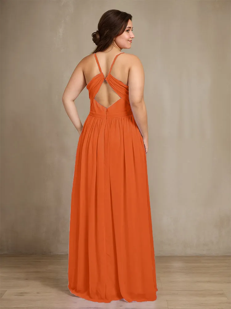 Sweetheart A Line Spaghetti Straps Plus Size Bridesmaid Dresses with Slit