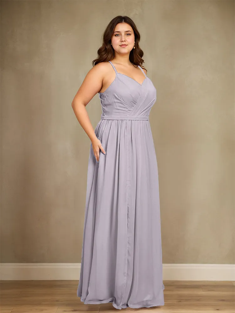 Sweetheart A Line Spaghetti Straps Plus Size Bridesmaid Dresses with Slit