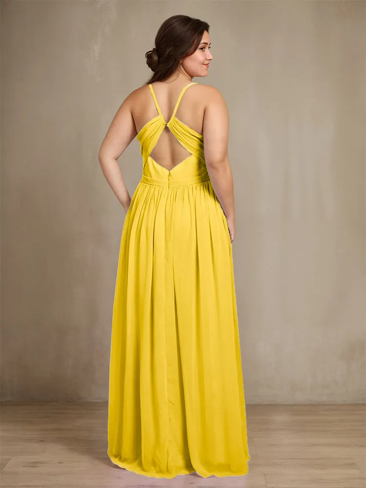 Sweetheart A Line Spaghetti Straps Plus Size Bridesmaid Dresses with Slit