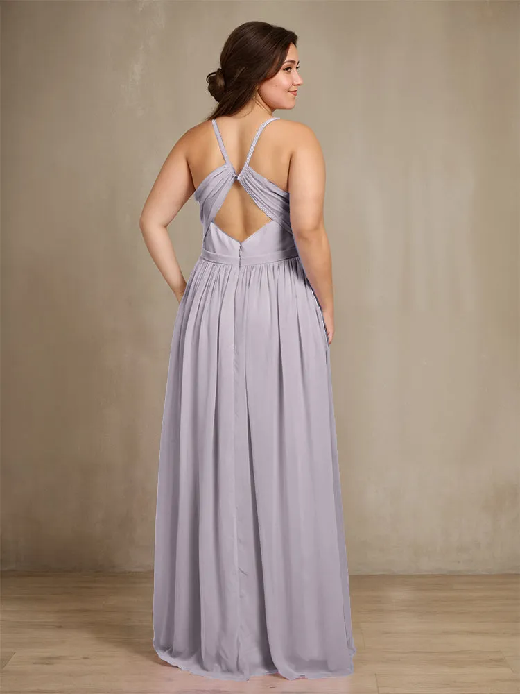 Sweetheart A Line Spaghetti Straps Plus Size Bridesmaid Dresses with Slit
