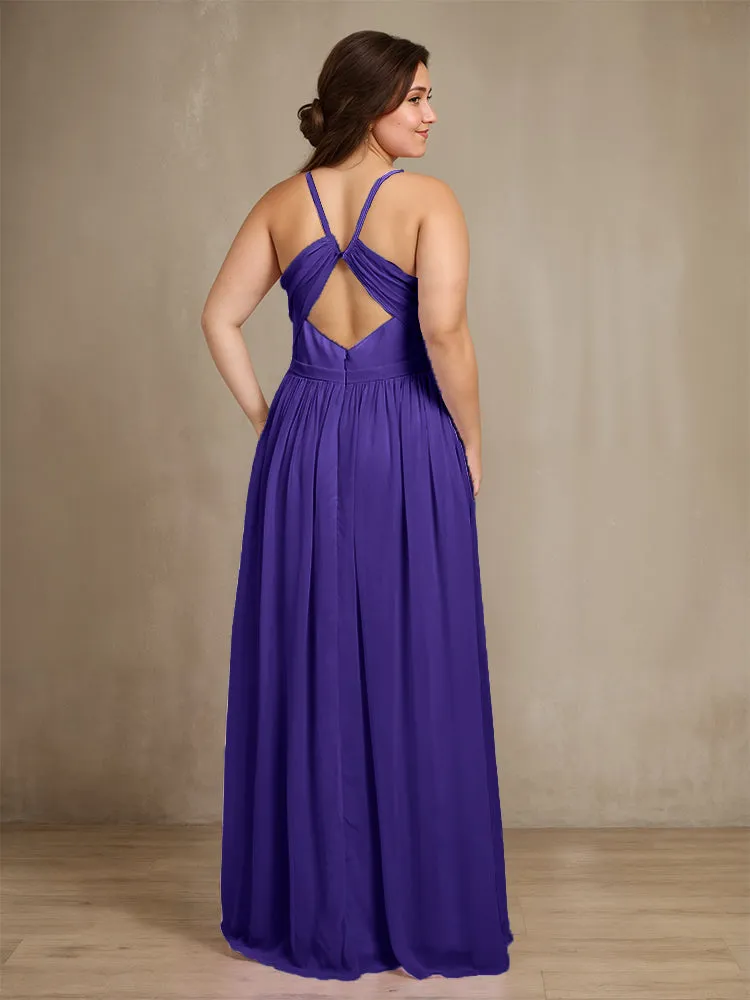 Sweetheart A Line Spaghetti Straps Plus Size Bridesmaid Dresses with Slit