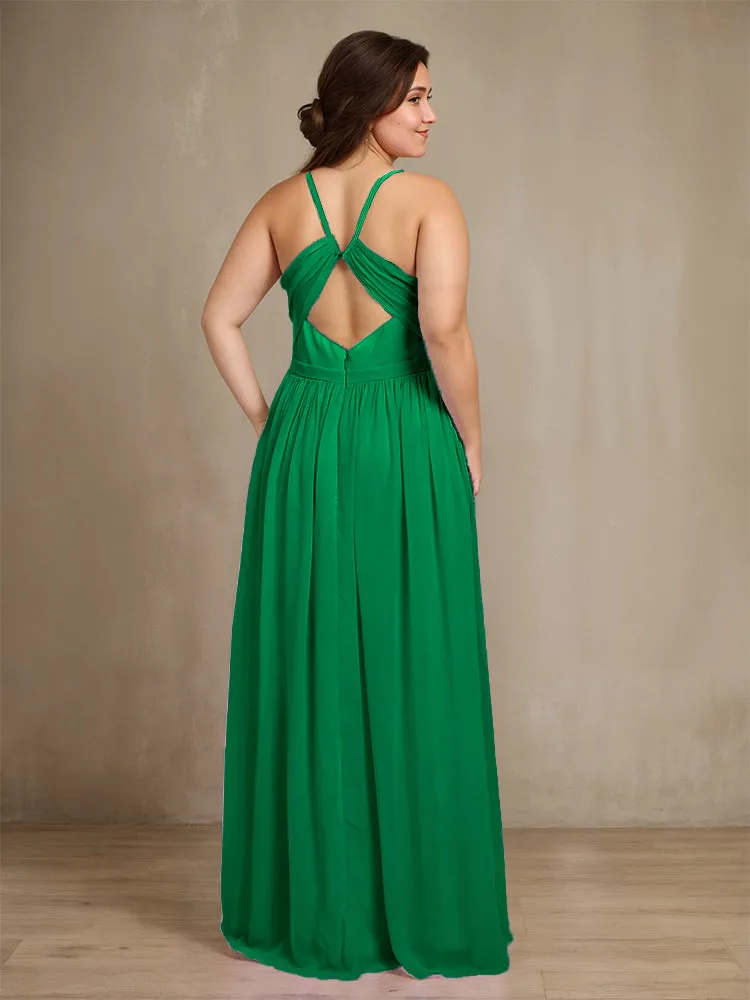 Sweetheart A Line Spaghetti Straps Plus Size Bridesmaid Dresses with Slit