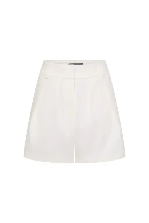 TAILORED PLEAT SHORTS - WHITE COTTON