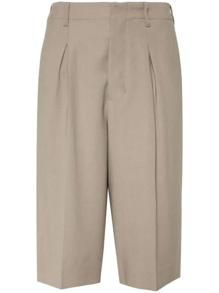 Taupe Brown Tailored Knee Shorts