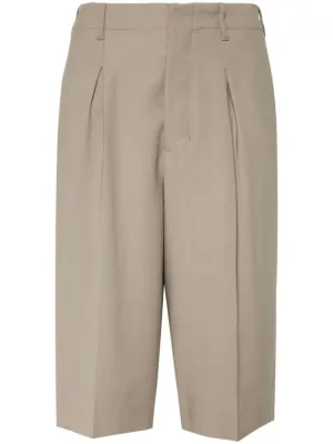 Taupe Brown Tailored Knee Shorts