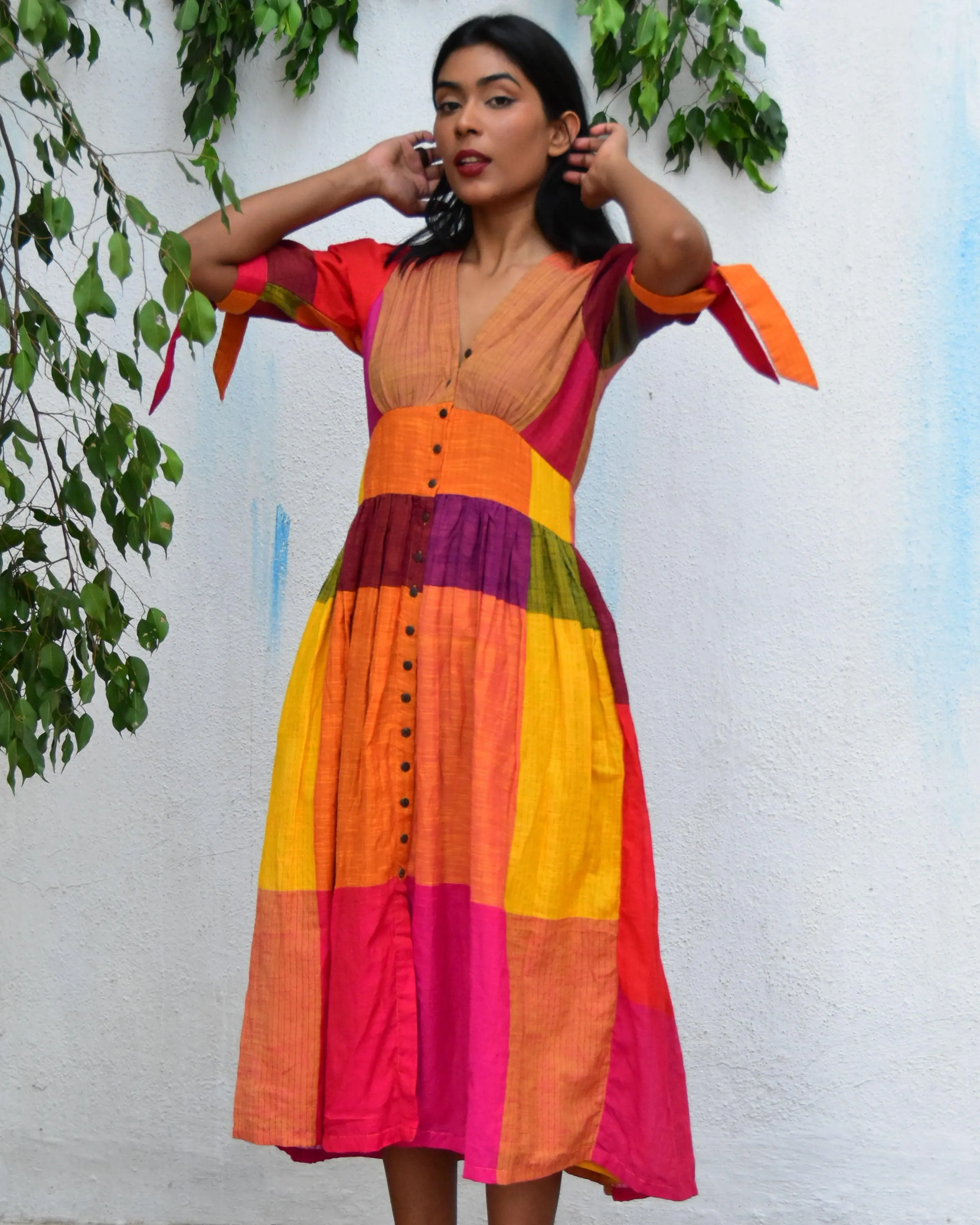 Technicolor Handwoven Cotton Dress - Rc