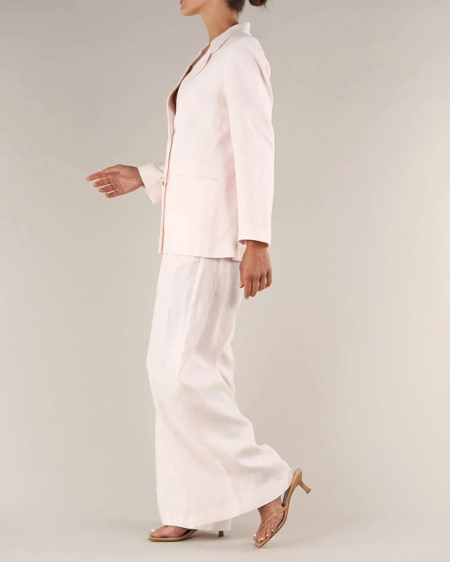 The Azure Linen Blazer - Rosewater