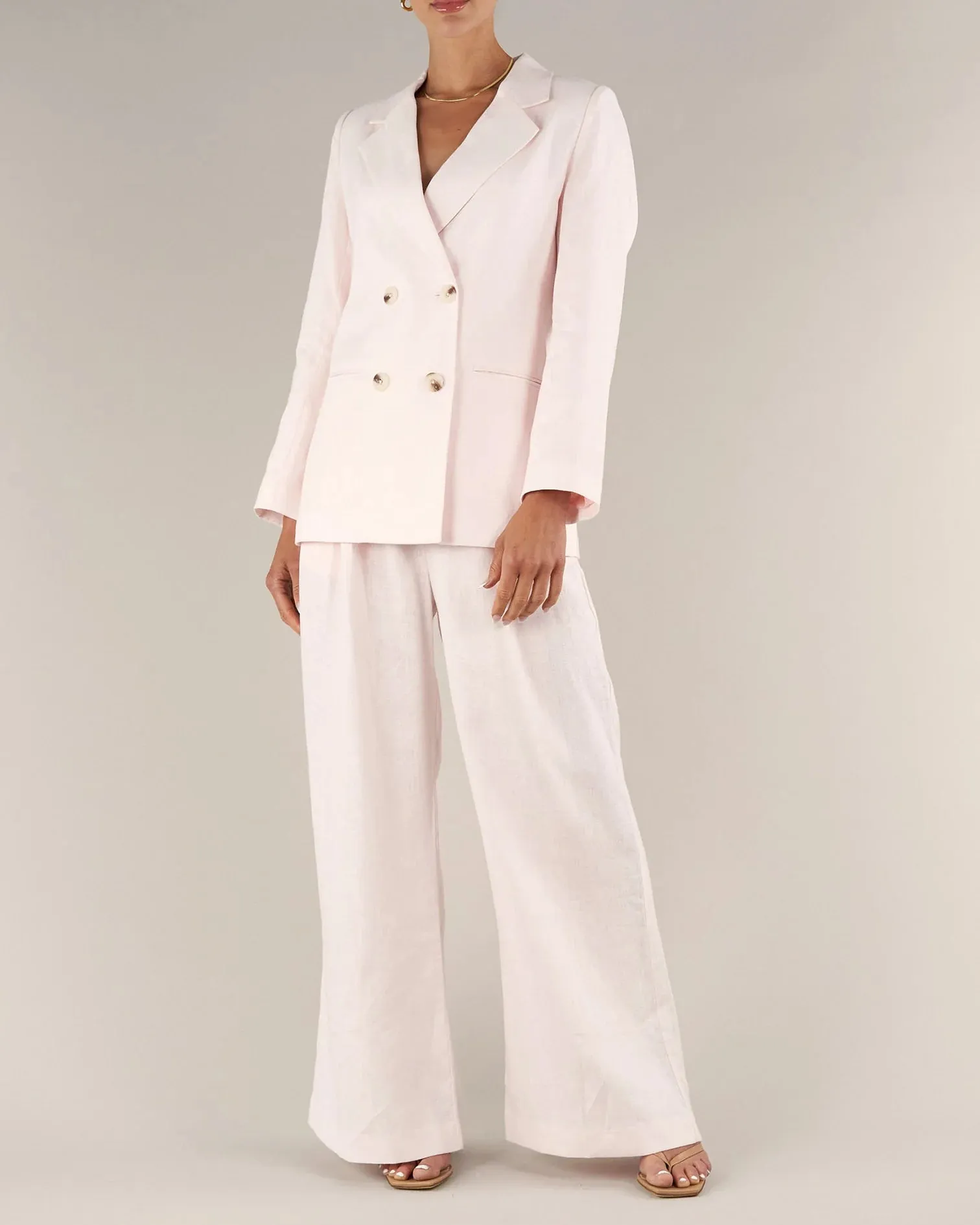 The Azure Linen Blazer - Rosewater