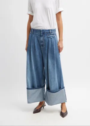 Tibi Spring Denim Triple Pleat Pant