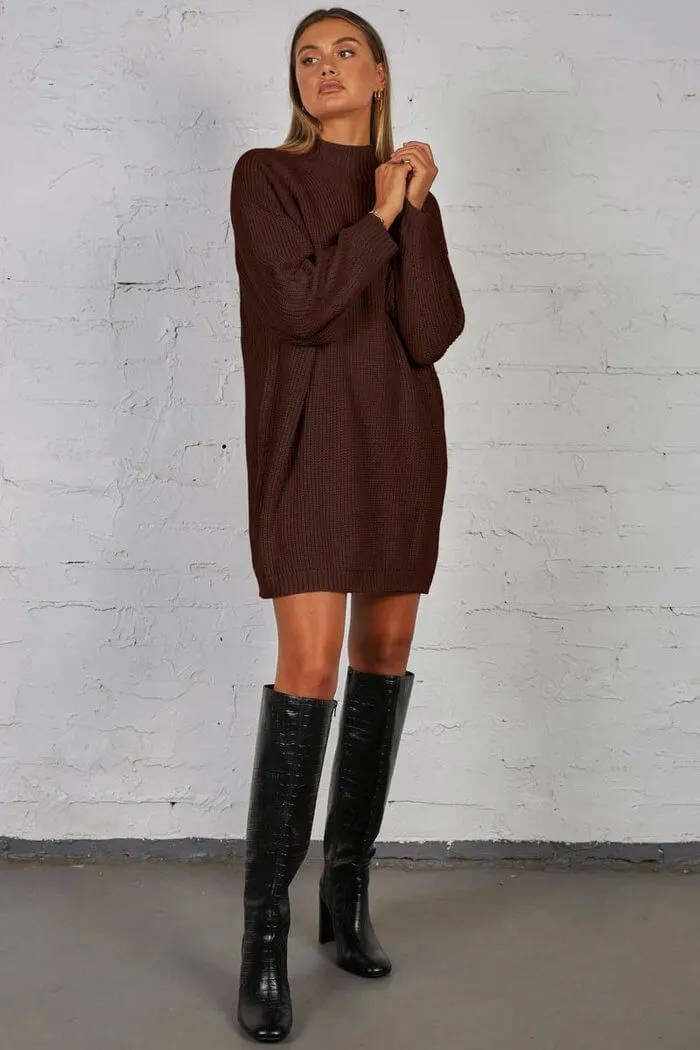 Timing Knit Dress - Chocolate