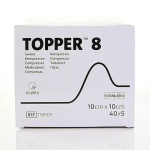 Topper 8 Gauze Swabs | Sterile | 10 x 10cm | Pack of 40 x 5