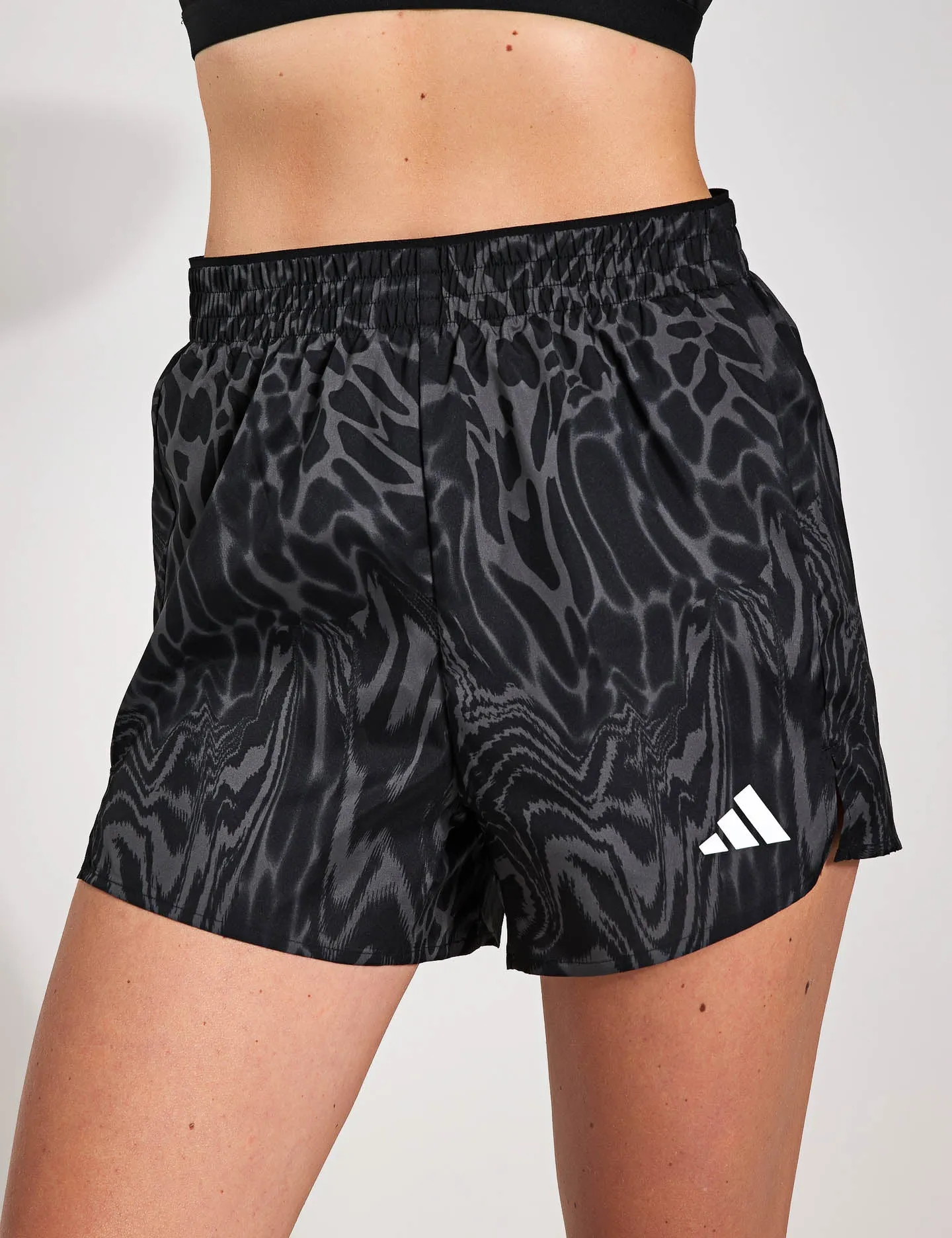 Train Essentials Allover Print Workout Shorts - Black