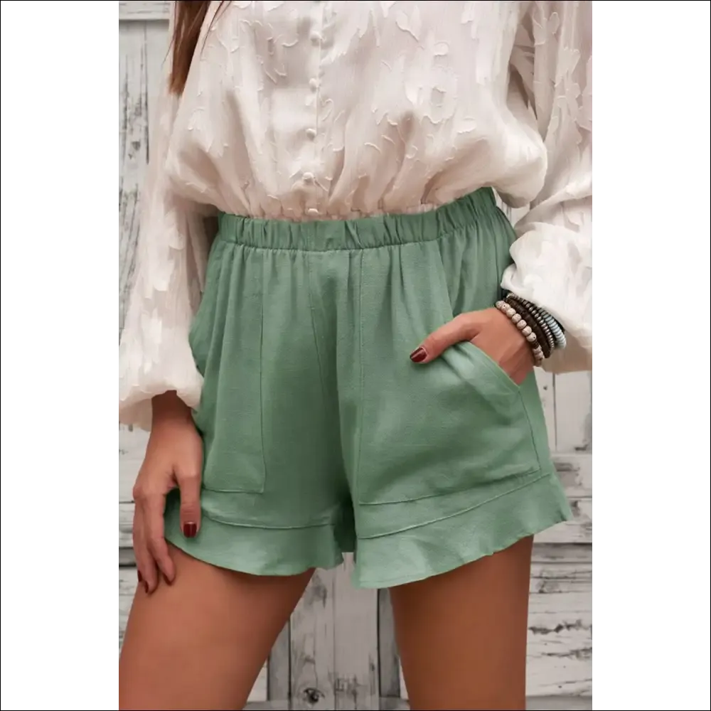 Trendy Elastic Waist Shorts with Pockets