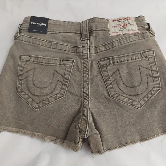 True Religion Brand Jeans Maisie High Rise Shorts Brindle NWT $129