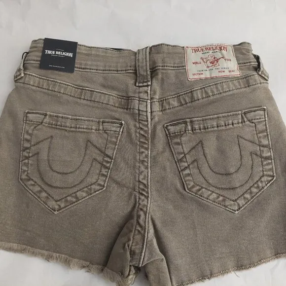 True Religion Brand Jeans Maisie High Rise Shorts Brindle NWT $129