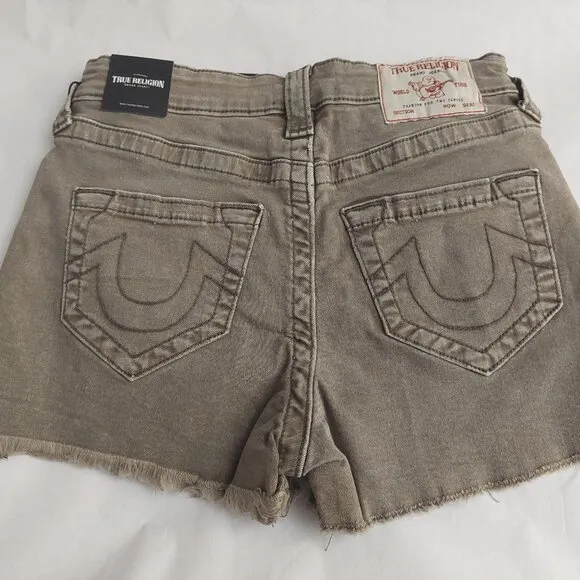True Religion Brand Jeans Maisie High Rise Shorts Brindle NWT $129