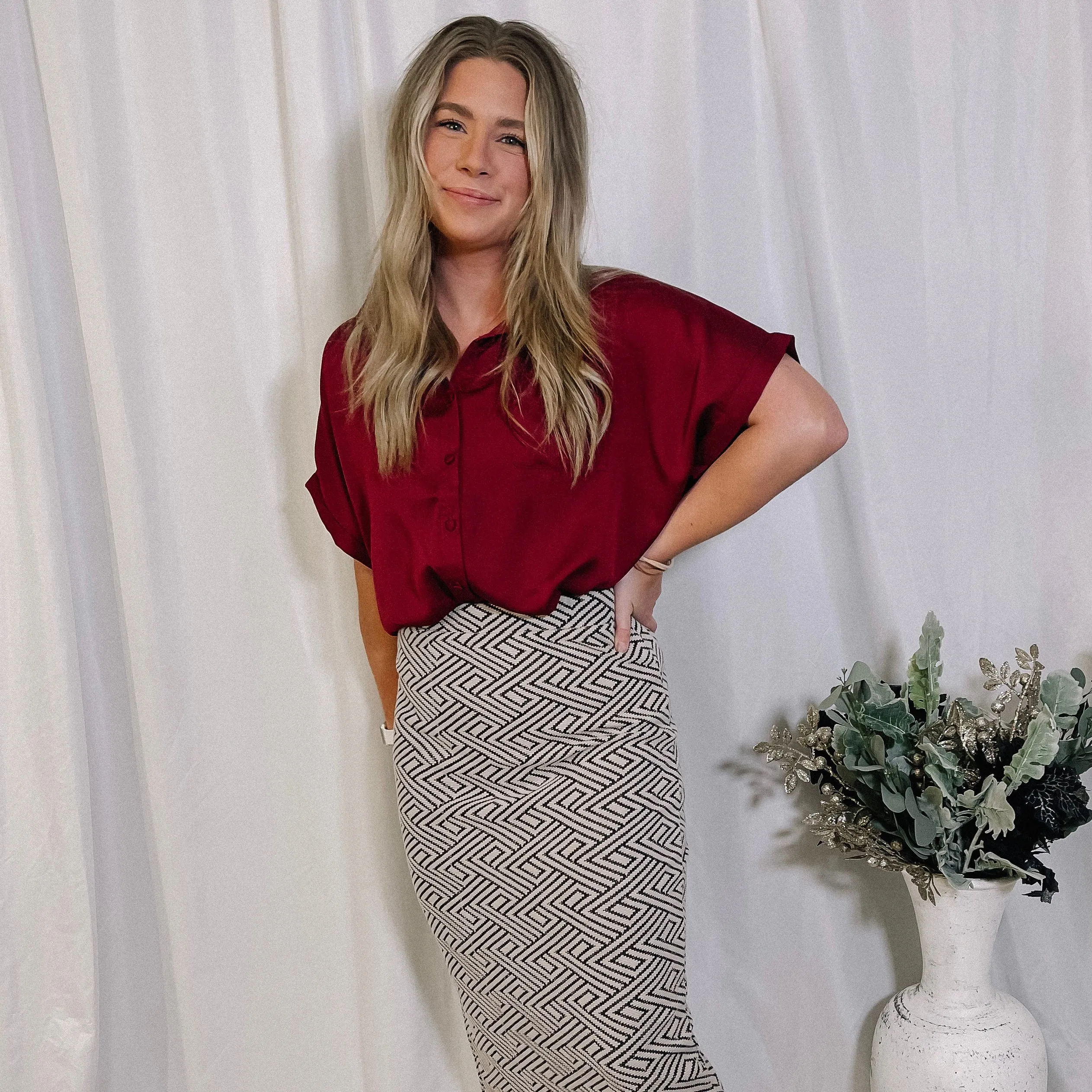Under The Mistletoe Button Up Top - LAST ONE