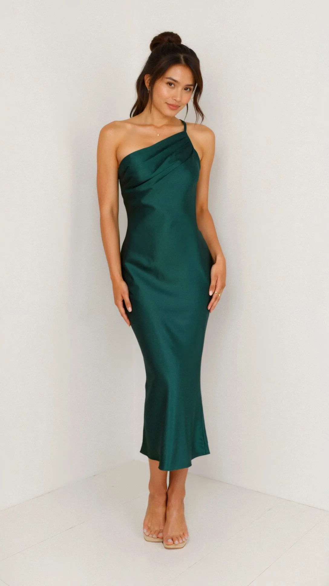 Ursa - Chic One Shoulder Woman's Midi Dress