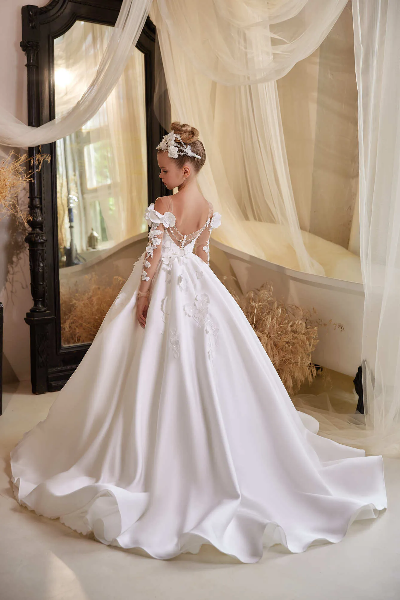 Veronica Mikado Off the Shoulder Flower Girl Dress