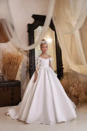 Veronica Mikado Off the Shoulder Flower Girl Dress