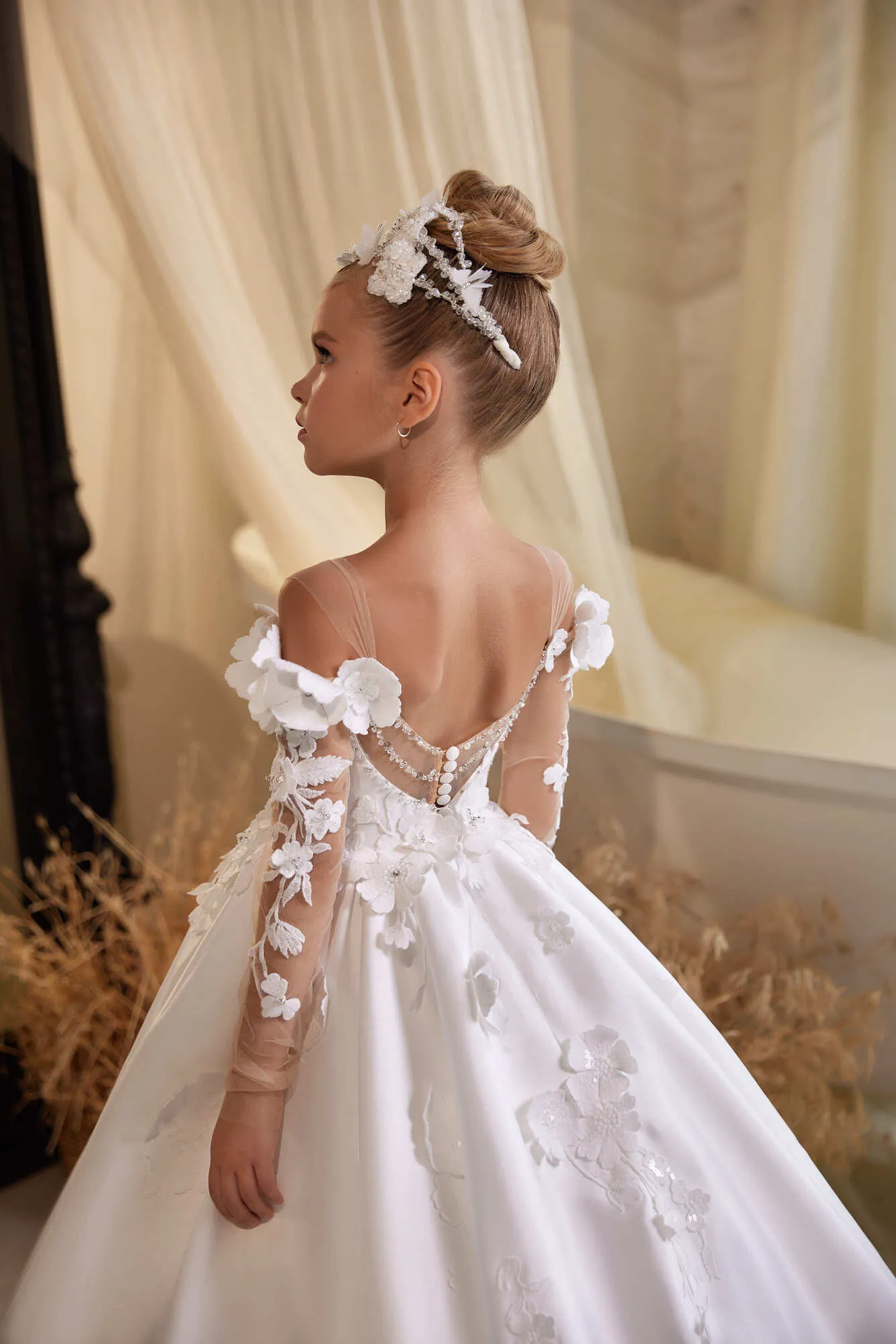 Veronica Mikado Off the Shoulder Flower Girl Dress