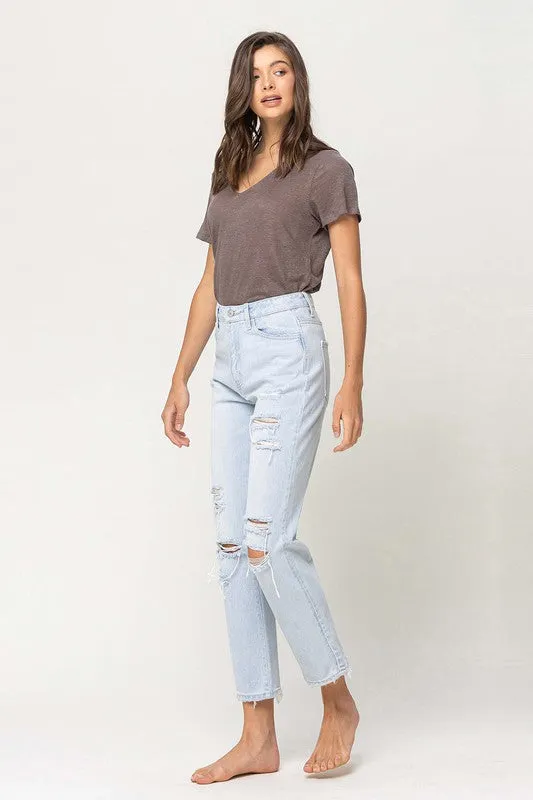 VERVET by Flying Monkey Super High Rise Distressed Crop Straight Jeans