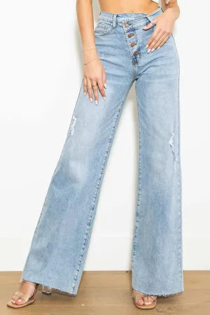 Vibrant M.i.U Criss Cross High Waisted Wide Leg Jeans