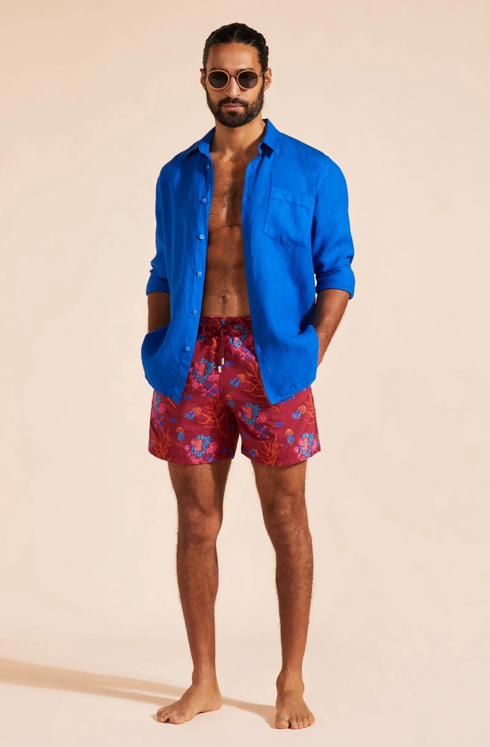 VILEBREQUIN Men Swim Shorts Embroidered Medusa Flowers - Limited Edition